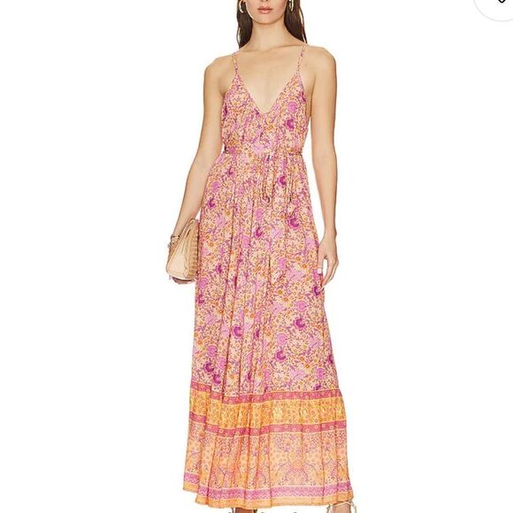 SPELL Village Strappy Boho Madi Dress in Sunrise - Picture 6 of 11